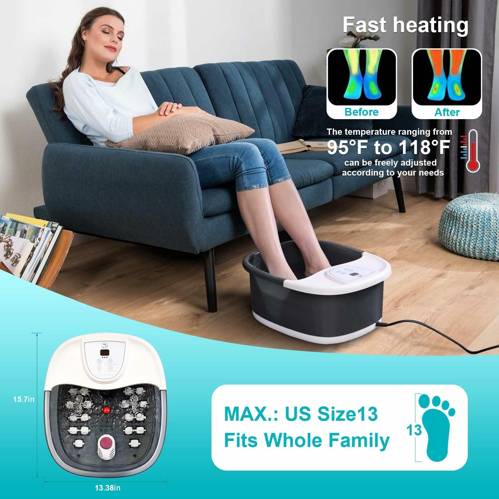 ECARBME Foot Spa Bath Massager with Heat, Foot Bath with 22 Massage Rollers,