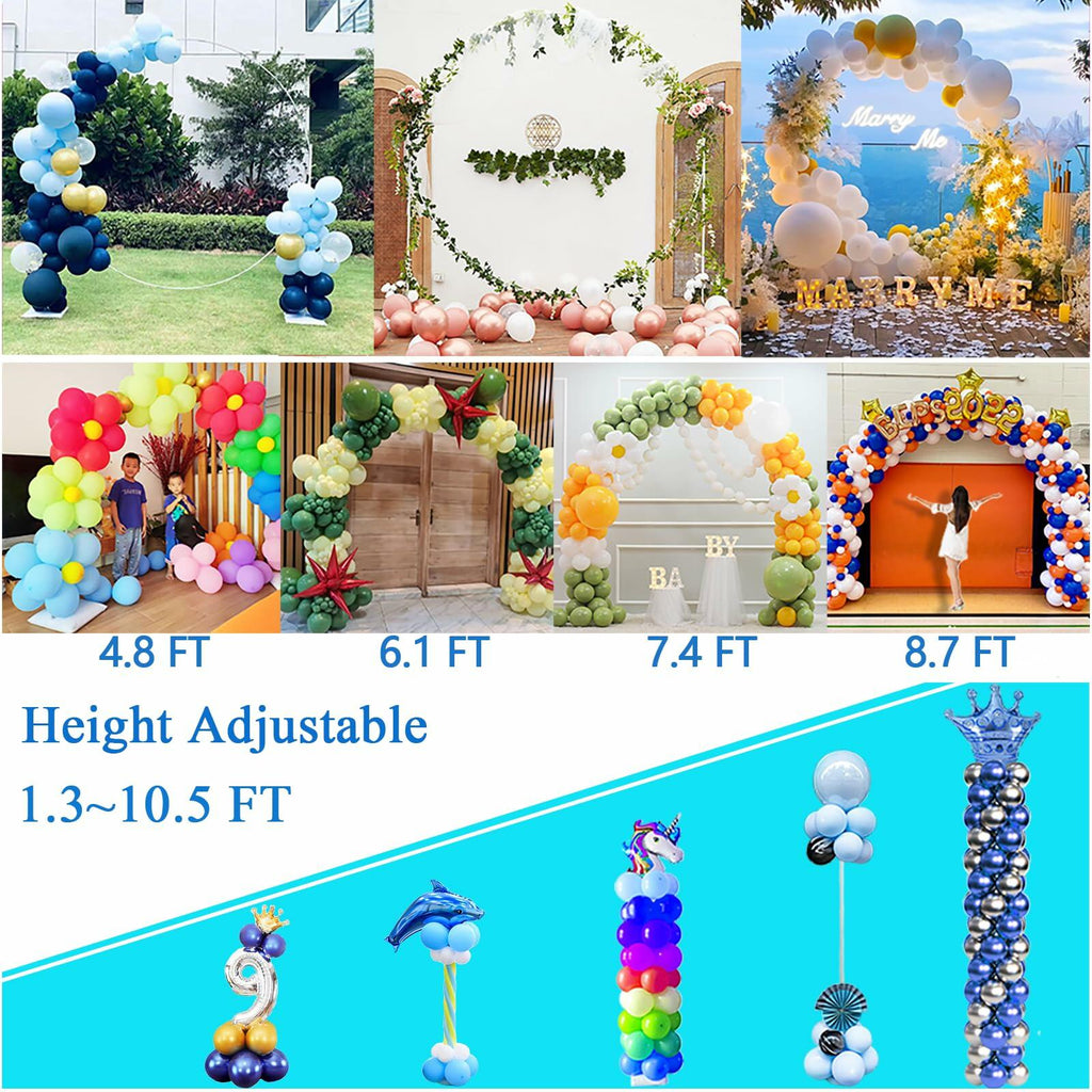 Decojoy Balloon Arch Stand, 7.5ft Large Round Backdrop Frame, Adjustable Half