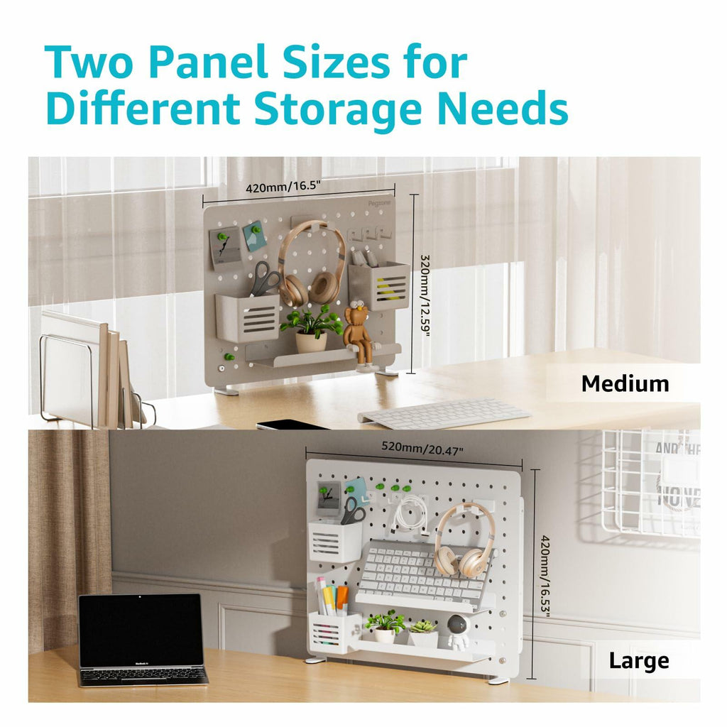 PEGZONE Clamp-on Desk Pegboard, 16.5" x 12.6"  Desk Organizer for Office Gaming