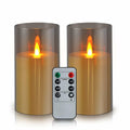 2 PACK wemarry Flameless Candles 4" 5" 6" Set of 2 Acrylic Glass Pillars 3"