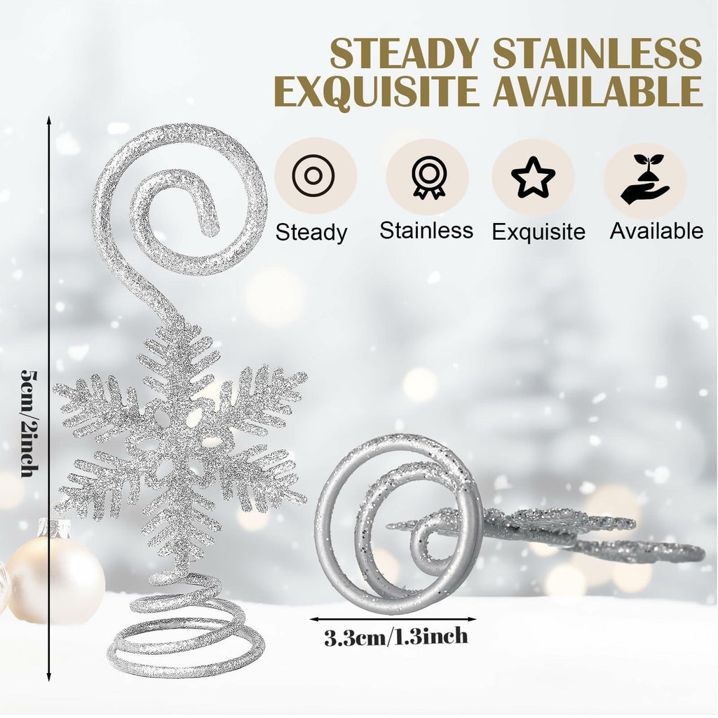 Rtteri 16 Pcs Christmas Picture Display 2 Inch Snowflake Christmas Place Card
