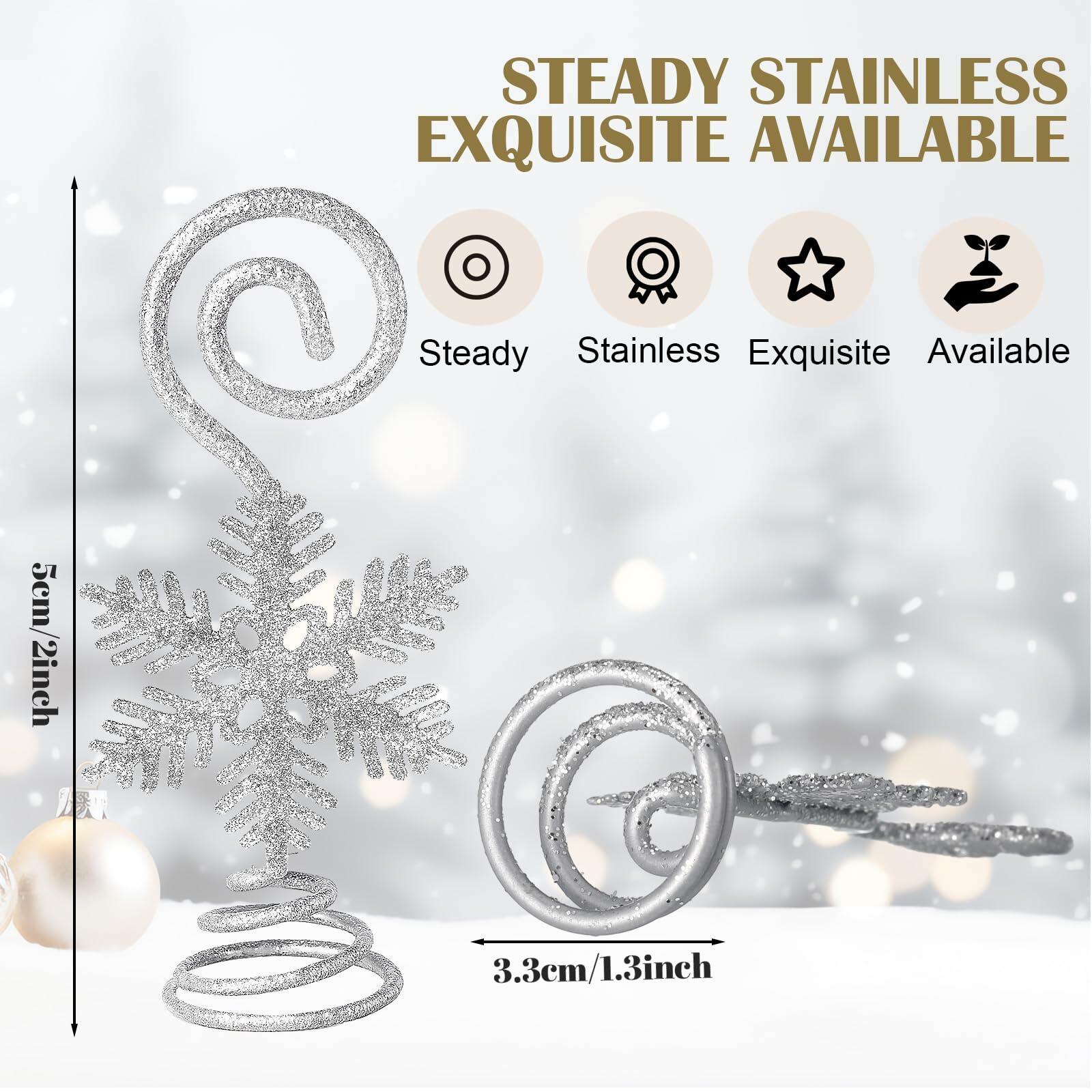 Rtteri 16 Pcs Christmas Picture Display 2 Inch Snowflake Christmas Place Card