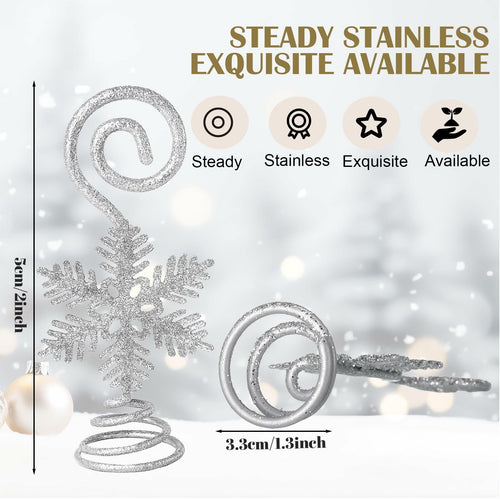 Rtteri 16 Pcs Christmas Picture Display 2 Inch Snowflake Christmas Place Card