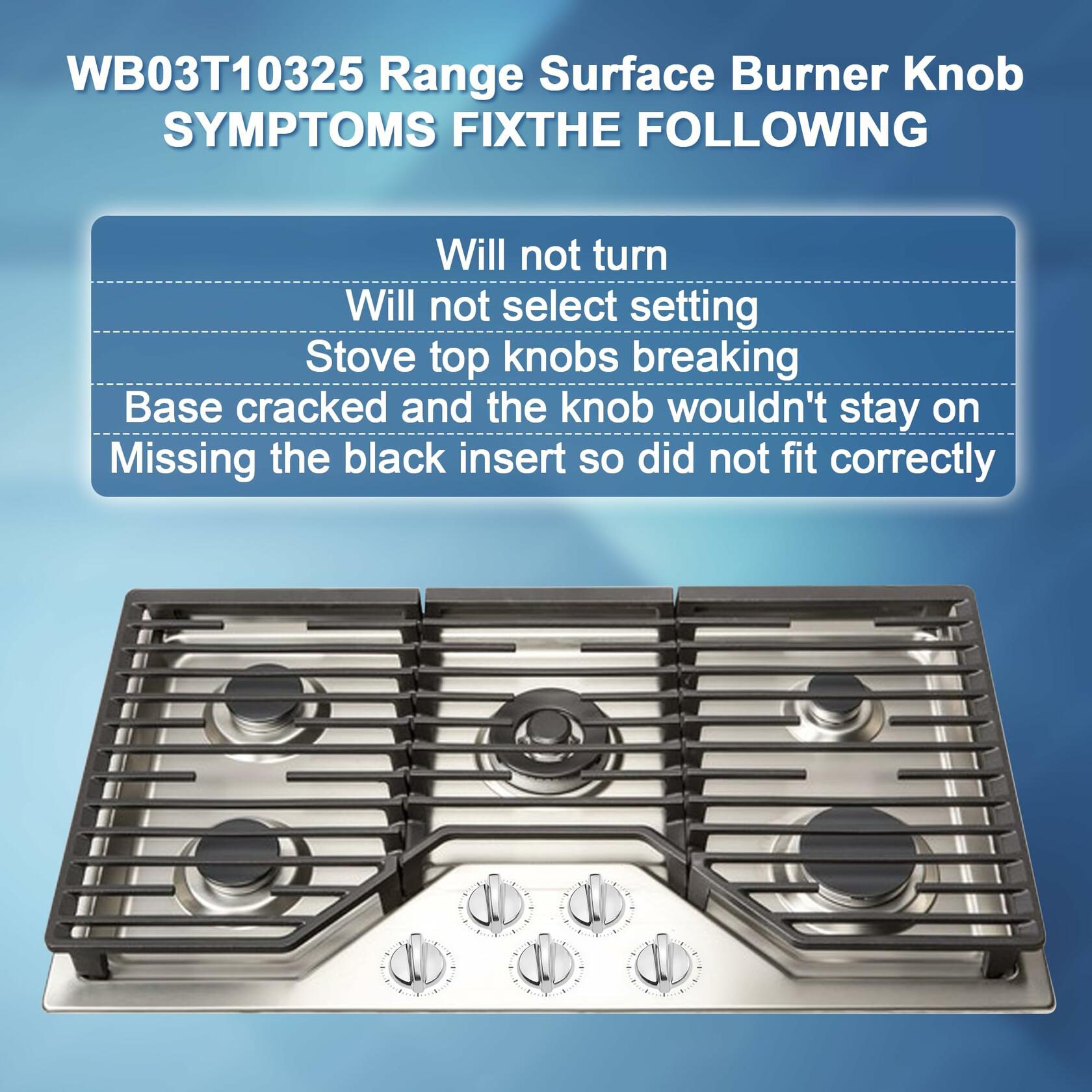 Fetechmate WB03T10325 Heavy Metal Knobs Compatible with G.E Cooktop Burner Stove