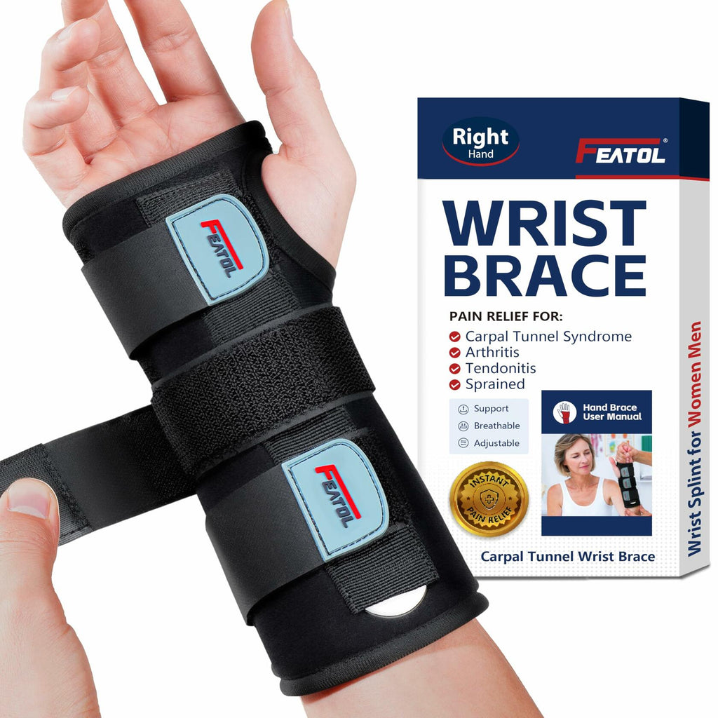 FEATOL Wrist Brace Hand Brace, Right Hand, Small/Medium  Carpal Tunnel Wrist