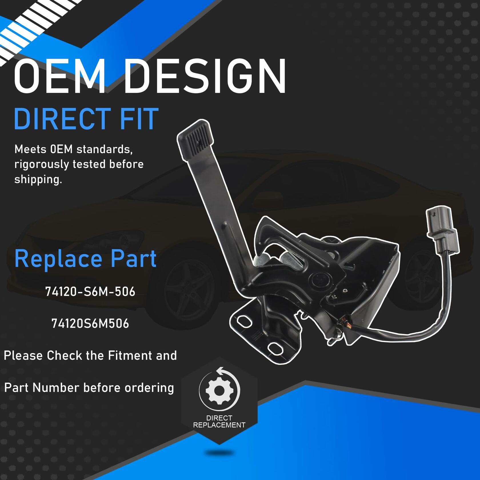YzusGomumu 74120-S6M-506 Hood Lock Latch Assembly Compatible With 2002 2003 2004
