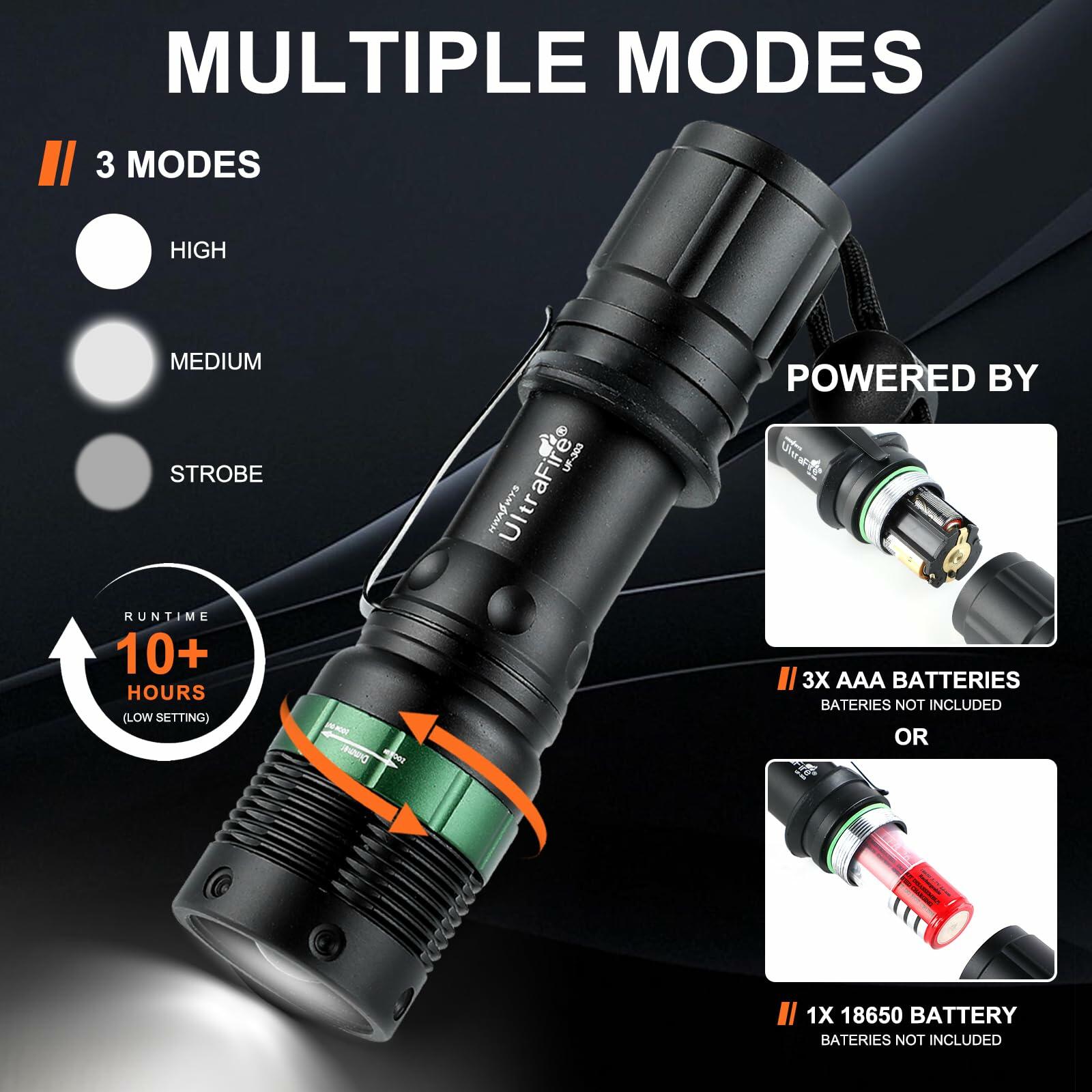 ULTRAFIRE 2pc 11-Inch Signal Traffic Wand Safty LED Flashlight 250 Lumen, Red