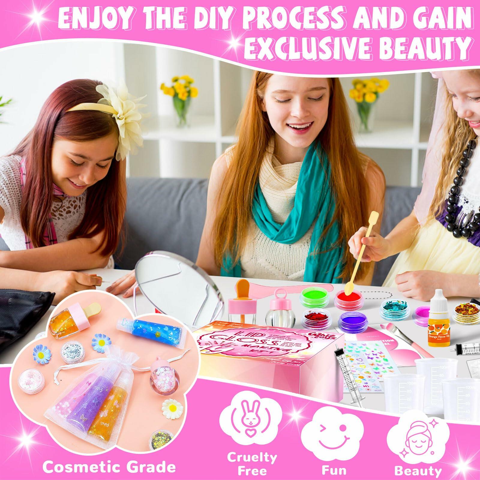 WhizToys DIY Lip Gloss Making Kit 74Pcs Beginner Make Your Own Makeup Kit with