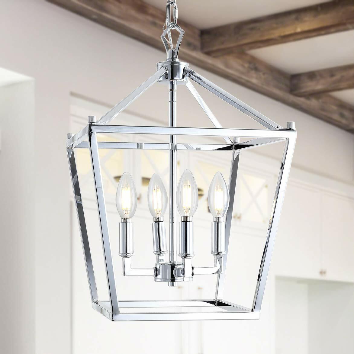 JONATHAN Y JYL7436C Pagoda Lantern Dimmable Adjustable Metal LED Pendant Classic