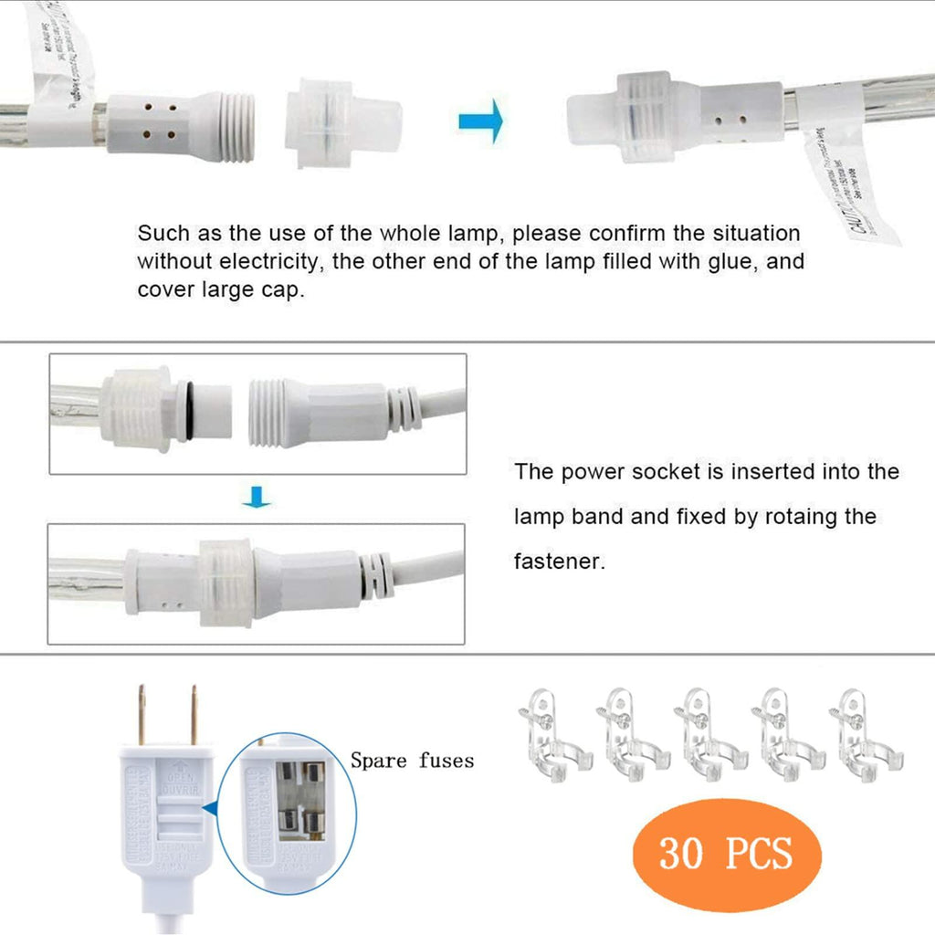 100ft LED Rope Lights Outdoor, 720 LED Connectable and Flexible Tube Lights with