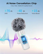 Wireless Mini Microphone for iPhone - 2 Pack Lavalier bluetooth Microphone for