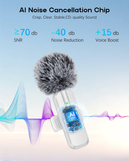 Wireless Mini Microphone for iPhone - 2 Pack Lavalier bluetooth Microphone for