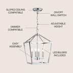 JONATHAN Y JYL7436C Pagoda Lantern Dimmable Adjustable Metal LED Pendant Classic