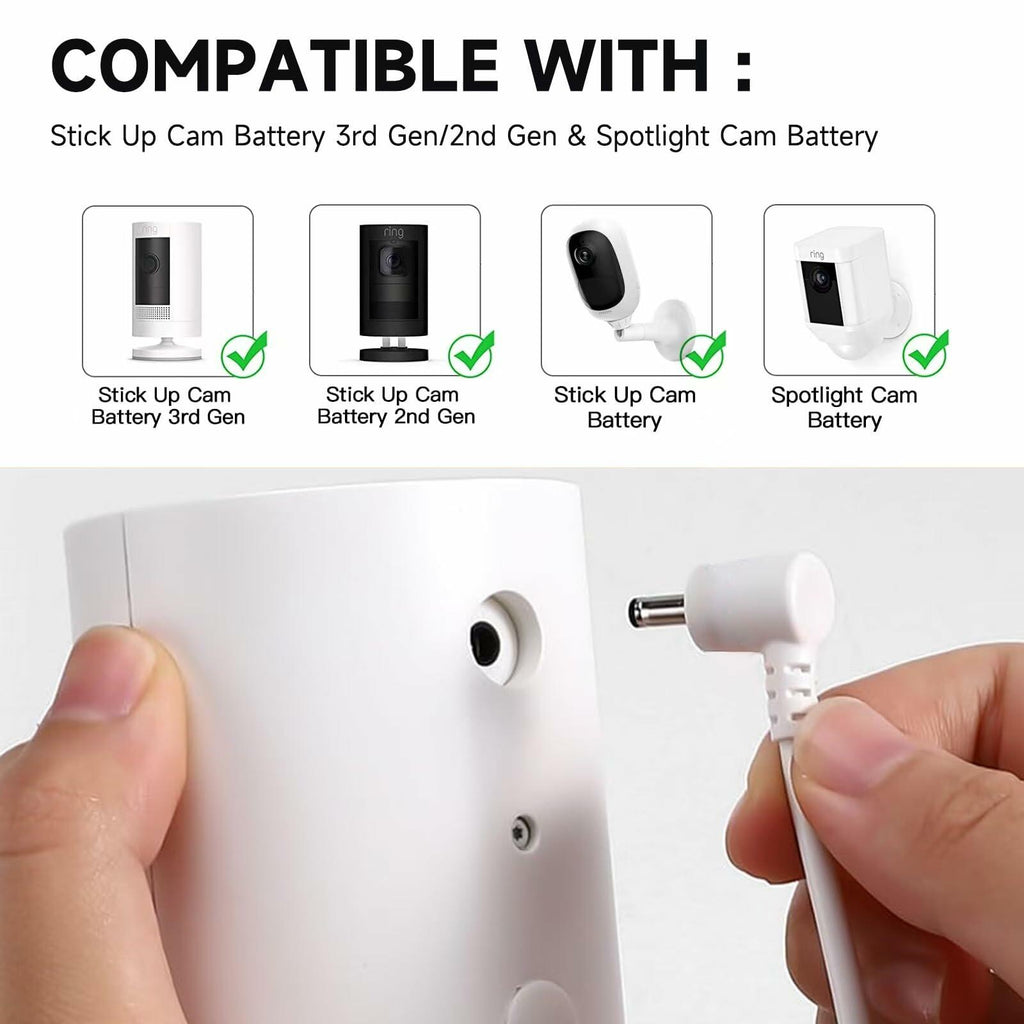 2 Pack Camera Power Adapter Charger for Ring Stick Up Cam Battery/Plug-in 3rd