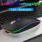 TENMOS Wireless Bluetooth Mouse, LED Slim (Bluetooth 5.1/5.0 + USB) 2.4GHz