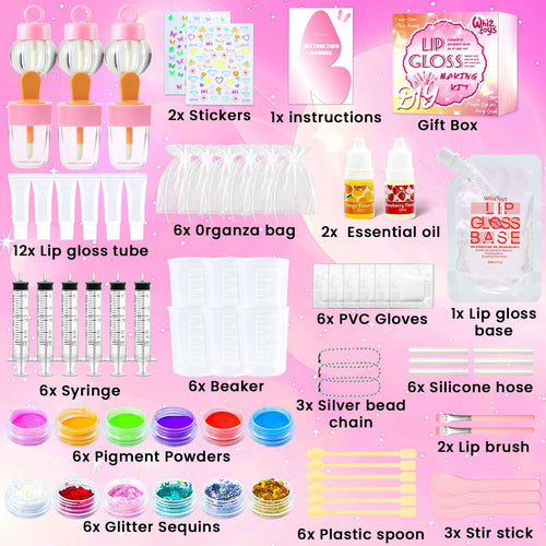 WhizToys DIY Lip Gloss Making Kit 74Pcs Beginner Make Your Own Makeup Kit with