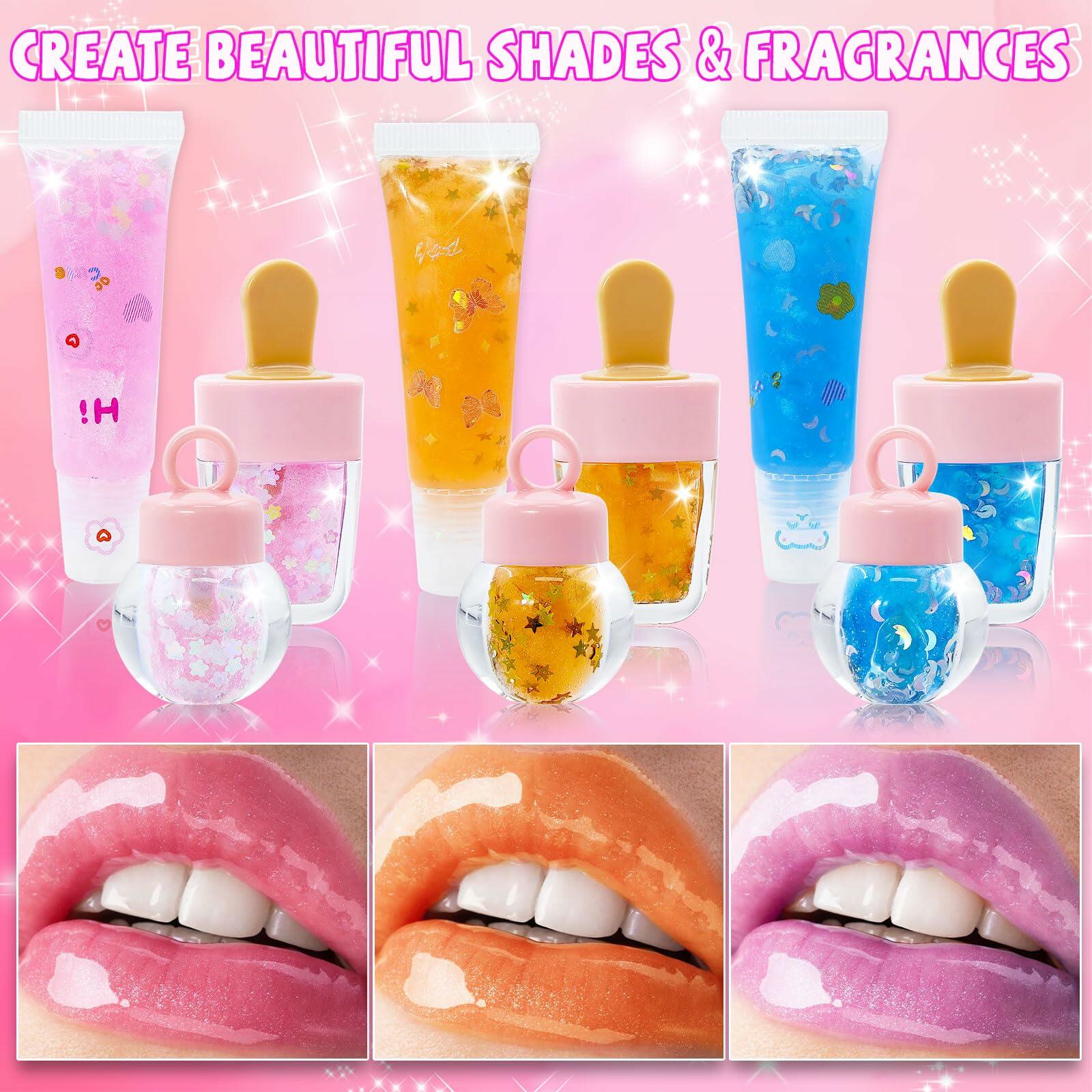 WhizToys DIY Lip Gloss Making Kit 74Pcs Beginner Make Your Own Makeup Kit with