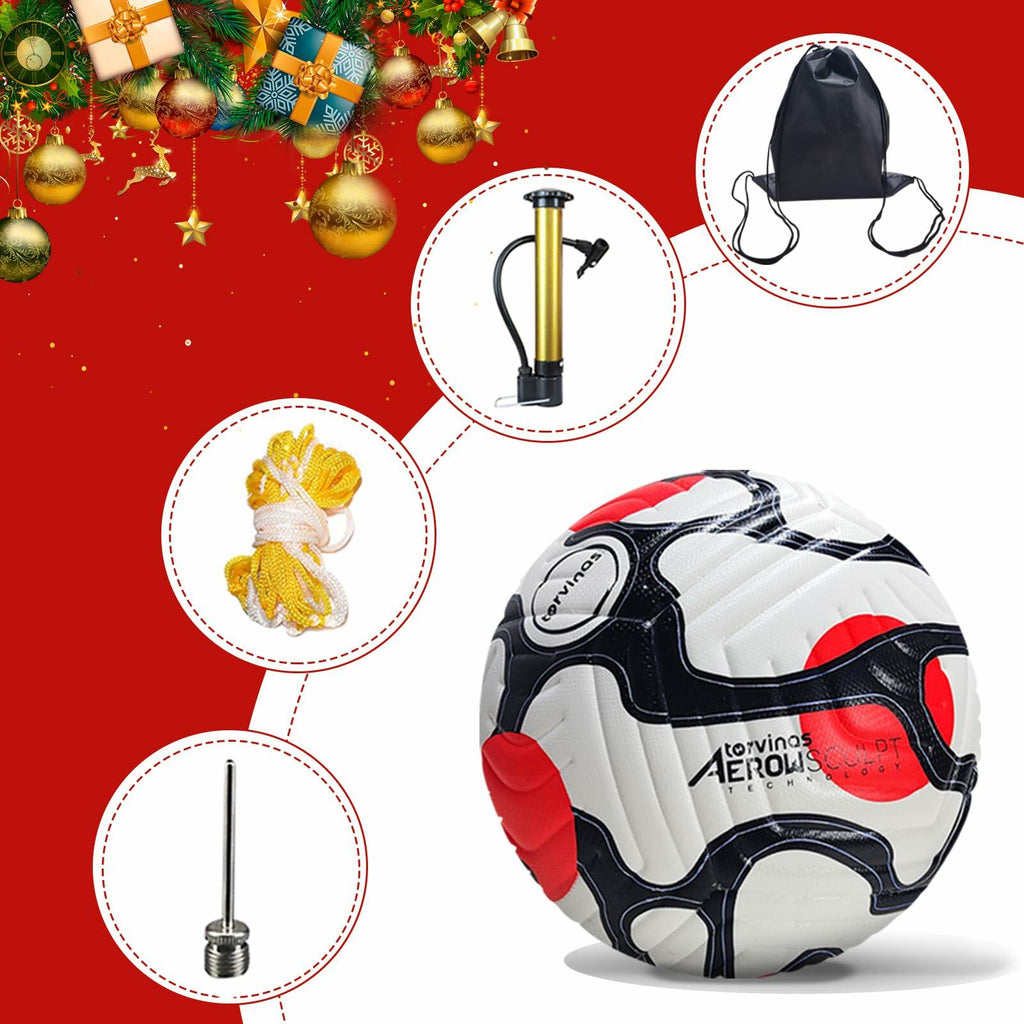 Torvinas Soccer Ball Size 5 with Pump, Waterproof PU Leather - Professional