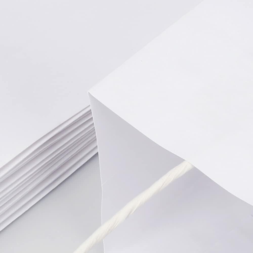 Oikss 100 Pack 5.25x3.25x8.25 Inch Small White Kraft Paper Bags with Handles
