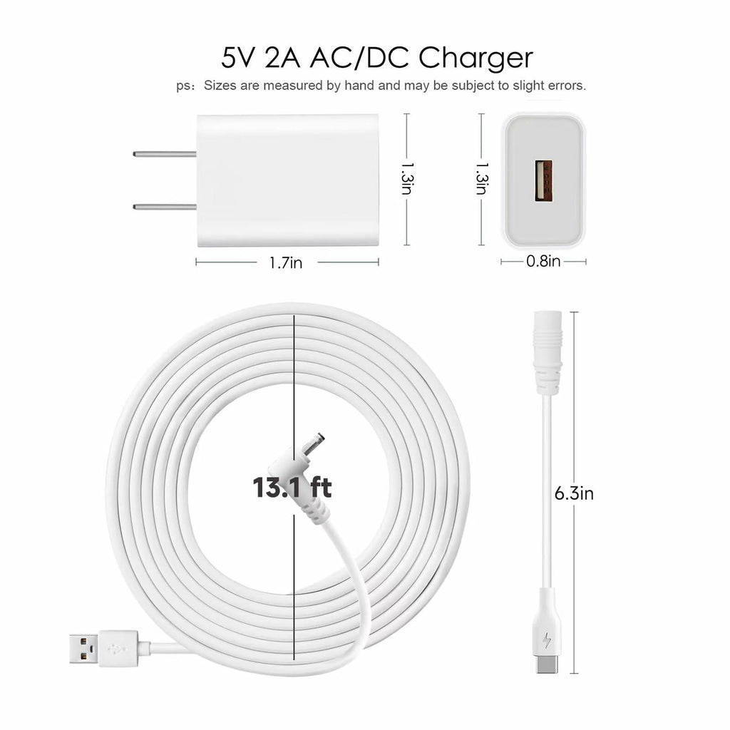 2 Pack Camera Power Adapter Charger for Ring Stick Up Cam Battery/Plug-in 3rd