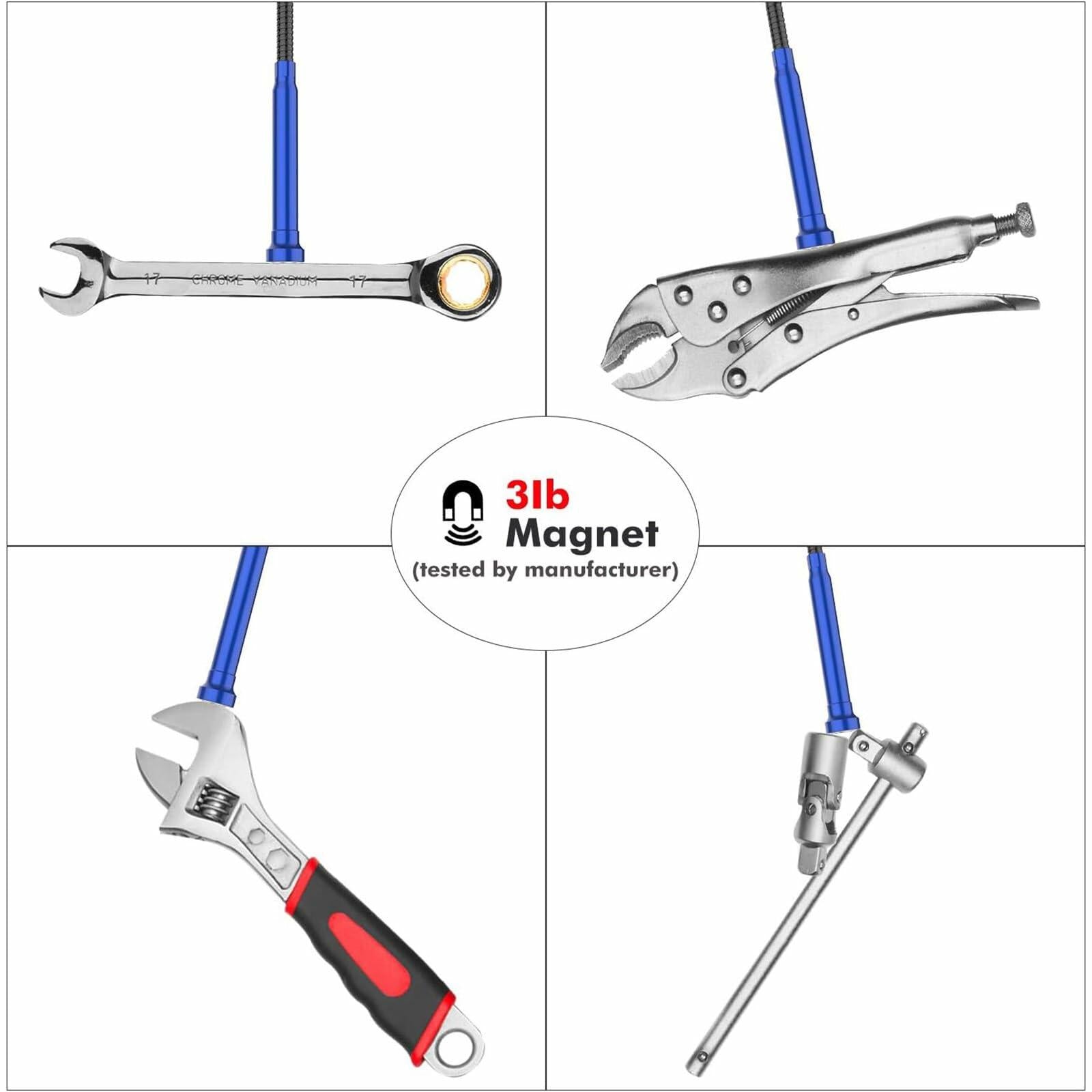 Housolution Grabber Tool Magnetic Four-claw Picker, Bendable Hose Reacher Pickup