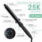MINT Professional Clamp-Free Curling Wand 1 1/4 Inch for Long Hair | Extra Long