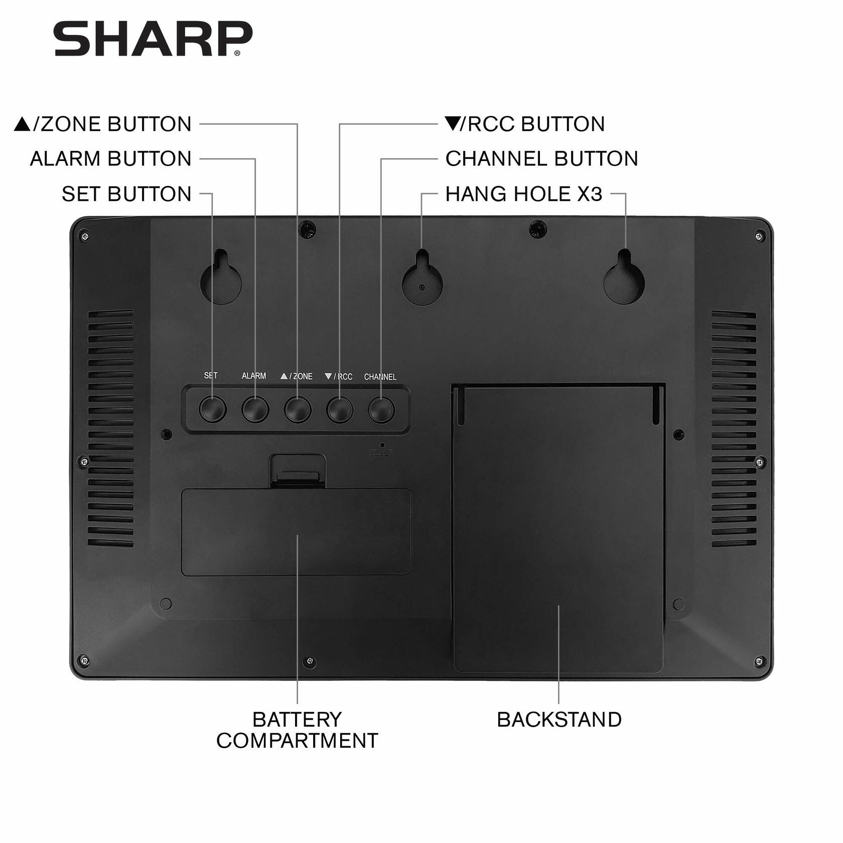 Sharp Atomic Clock - Never Needs Setting! –Easy to Read Numbers - Indoor/Outdoor