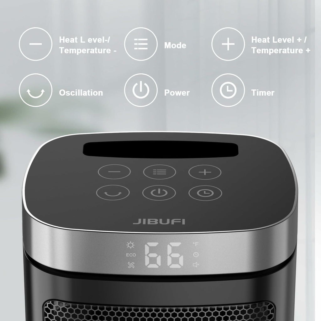 Small Portable Space Heater for Indoor Use - with 70°Rotating Feature, JIBUFI