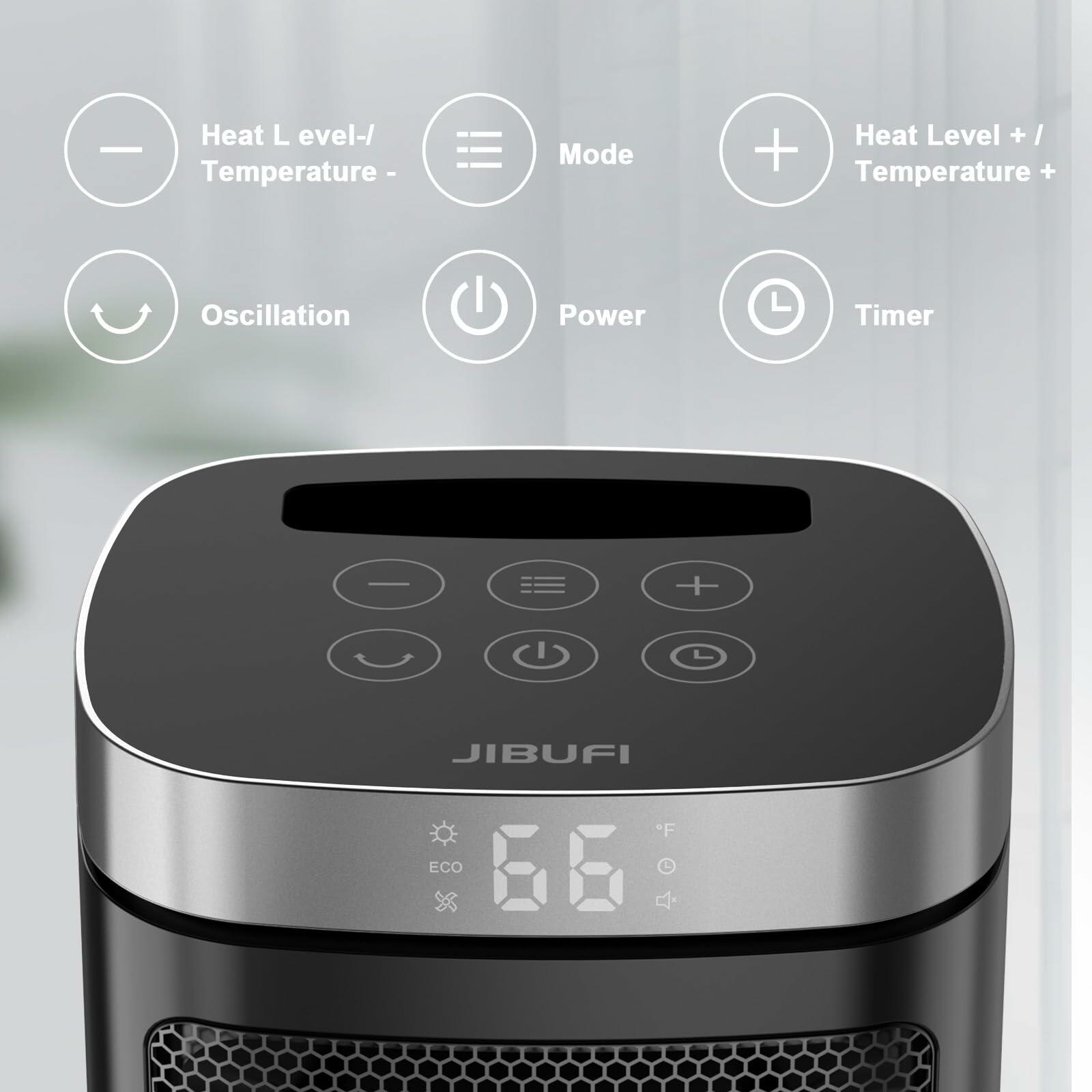 Small Portable Space Heater for Indoor Use - with 70°Rotating Feature, JIBUFI