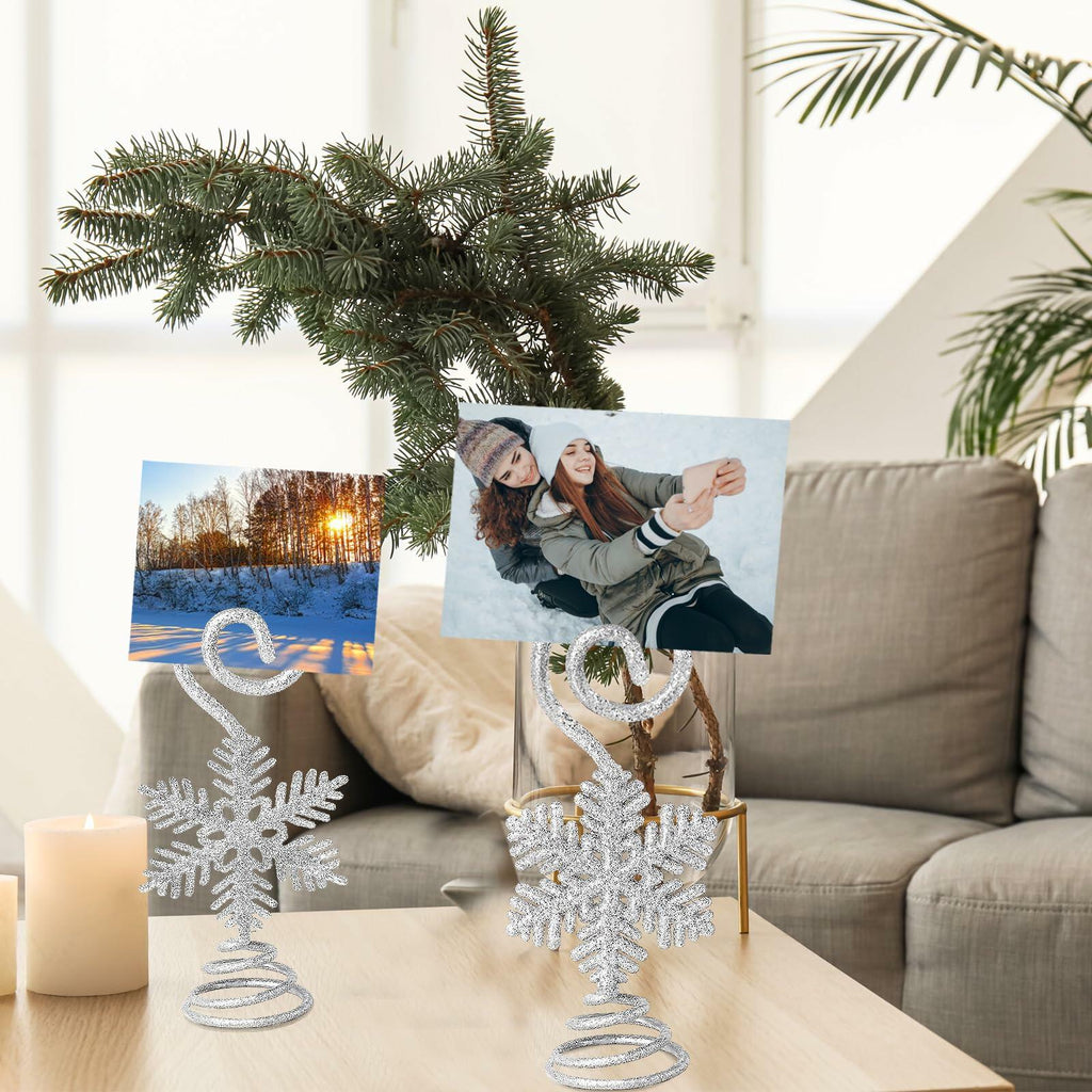Rtteri 16 Pcs Christmas Picture Display 2 Inch Snowflake Christmas Place Card