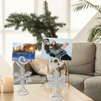 Rtteri 16 Pcs Christmas Picture Display 2 Inch Snowflake Christmas Place Card