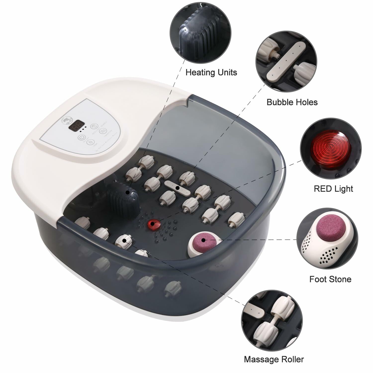 ECARBME Foot Spa Bath Massager with Heat, Foot Bath with 22 Massage Rollers,
