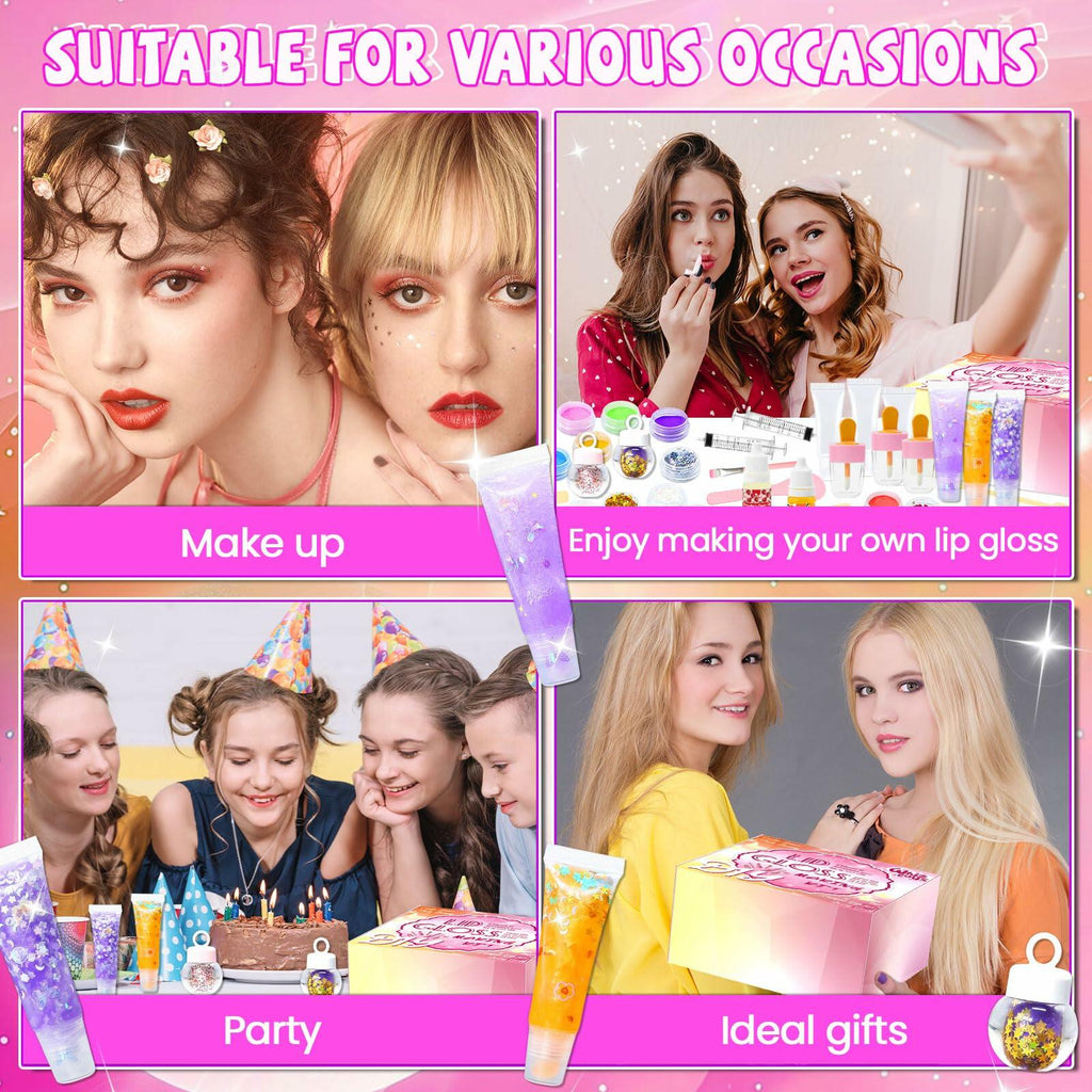 WhizToys DIY Lip Gloss Making Kit 74Pcs Beginner Make Your Own Makeup Kit with