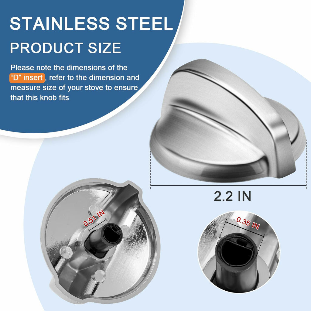 Fetechmate WB03T10325 Heavy Metal Knobs Compatible with G.E Cooktop Burner Stove