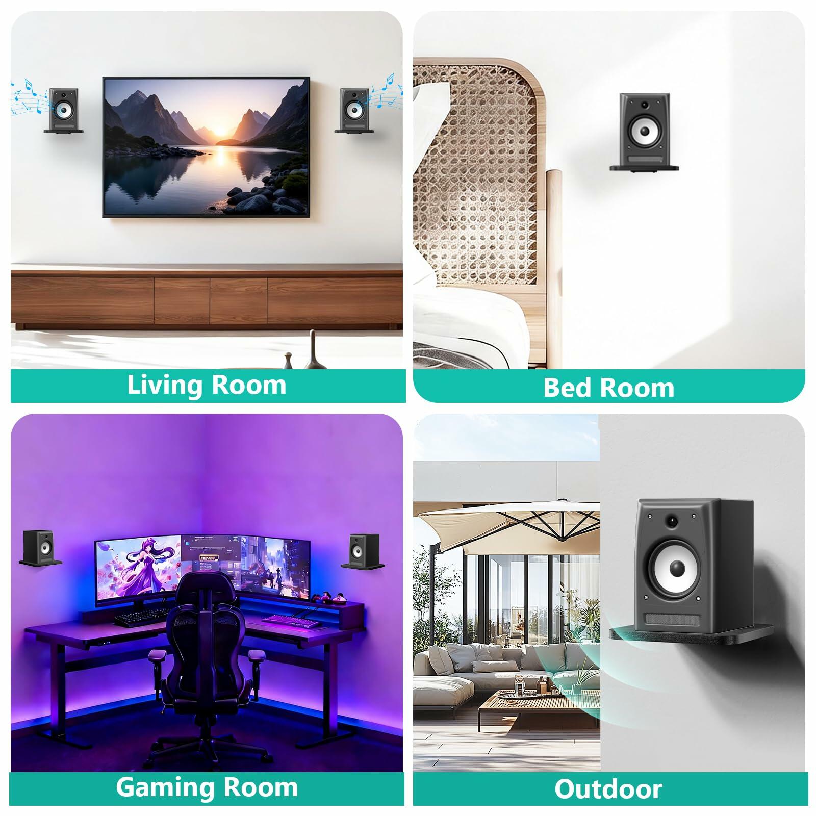 1 Pair WALI Speaker Wall Mount, Heavy Duty Bookshelf Speaker Floating Wall