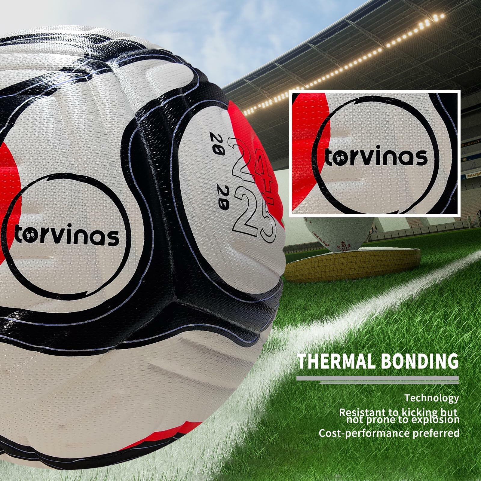 Torvinas Soccer Ball Size 5 with Pump, Waterproof PU Leather - Professional