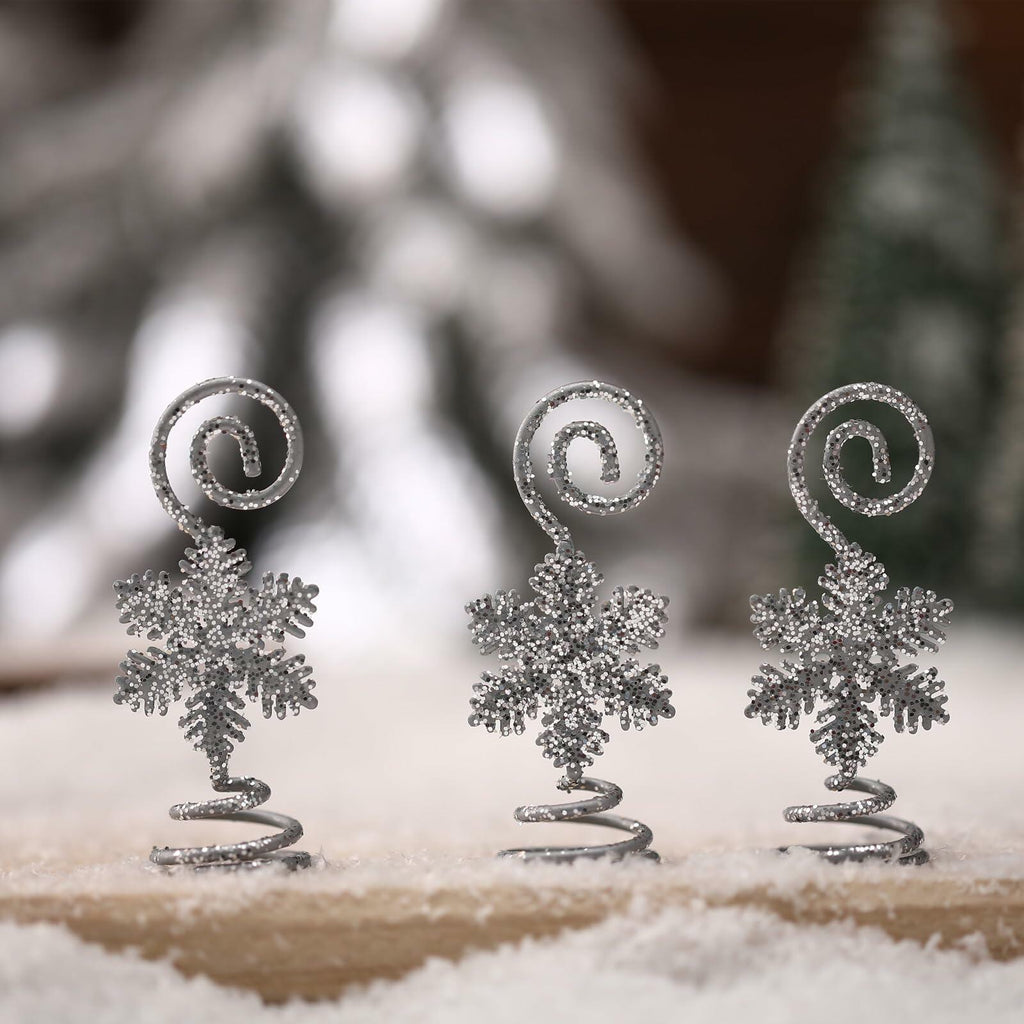 Rtteri 16 Pcs Christmas Picture Display 2 Inch Snowflake Christmas Place Card