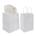 Oikss 100 Pack 5.25x3.25x8.25 Inch Small White Kraft Paper Bags with Handles