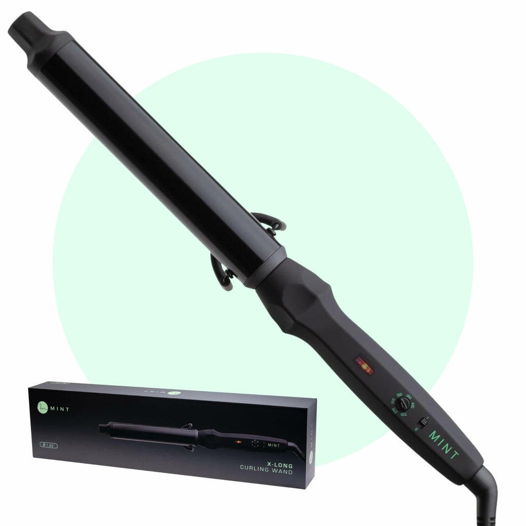 MINT Professional Clamp-Free Curling Wand 1 1/4 Inch for Long Hair | Extra Long