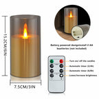 2 PACK wemarry Flameless Candles 4" 5" 6" Set of 2 Acrylic Glass Pillars 3"