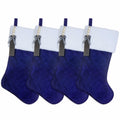 4 PACK Shgngle Blue Velvet Quilted Personalized Christmas Stocking,19.5 Inch