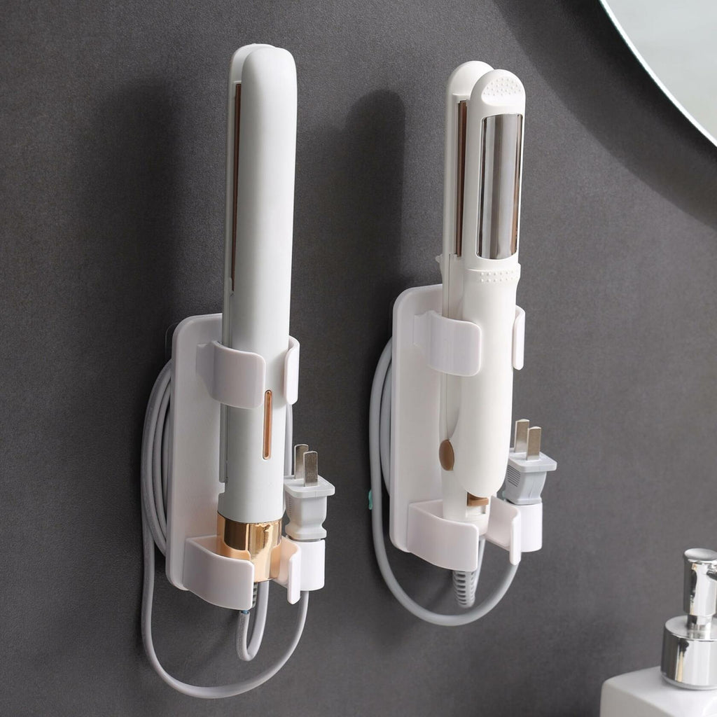2 Pack Wall Mounted Curling Iron and Hot Tool Organizer: Hair Dryer, Curler, and