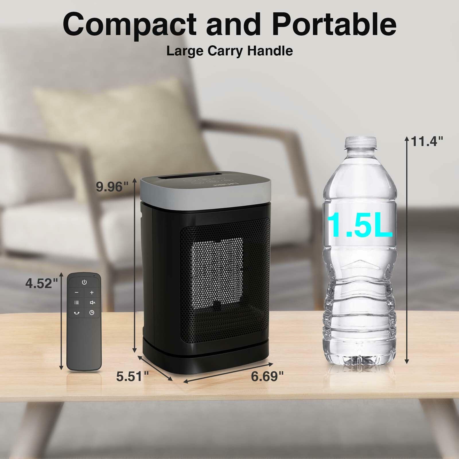 Small Portable Space Heater for Indoor Use - with 70°Rotating Feature, JIBUFI