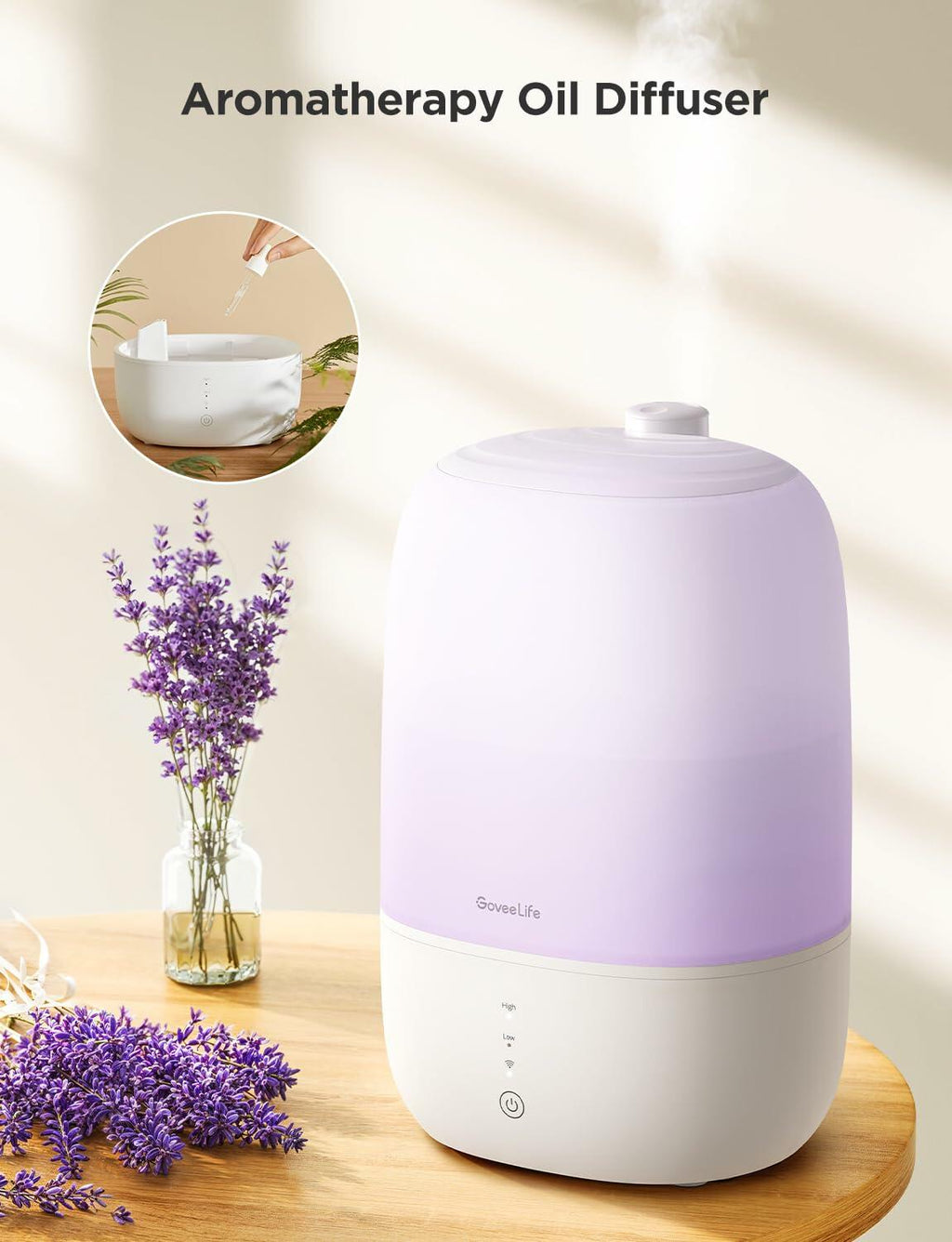GoveeLife Smart Humidifiers for Bedroom, 3L Top Fill Cool Mist Humidifiers with