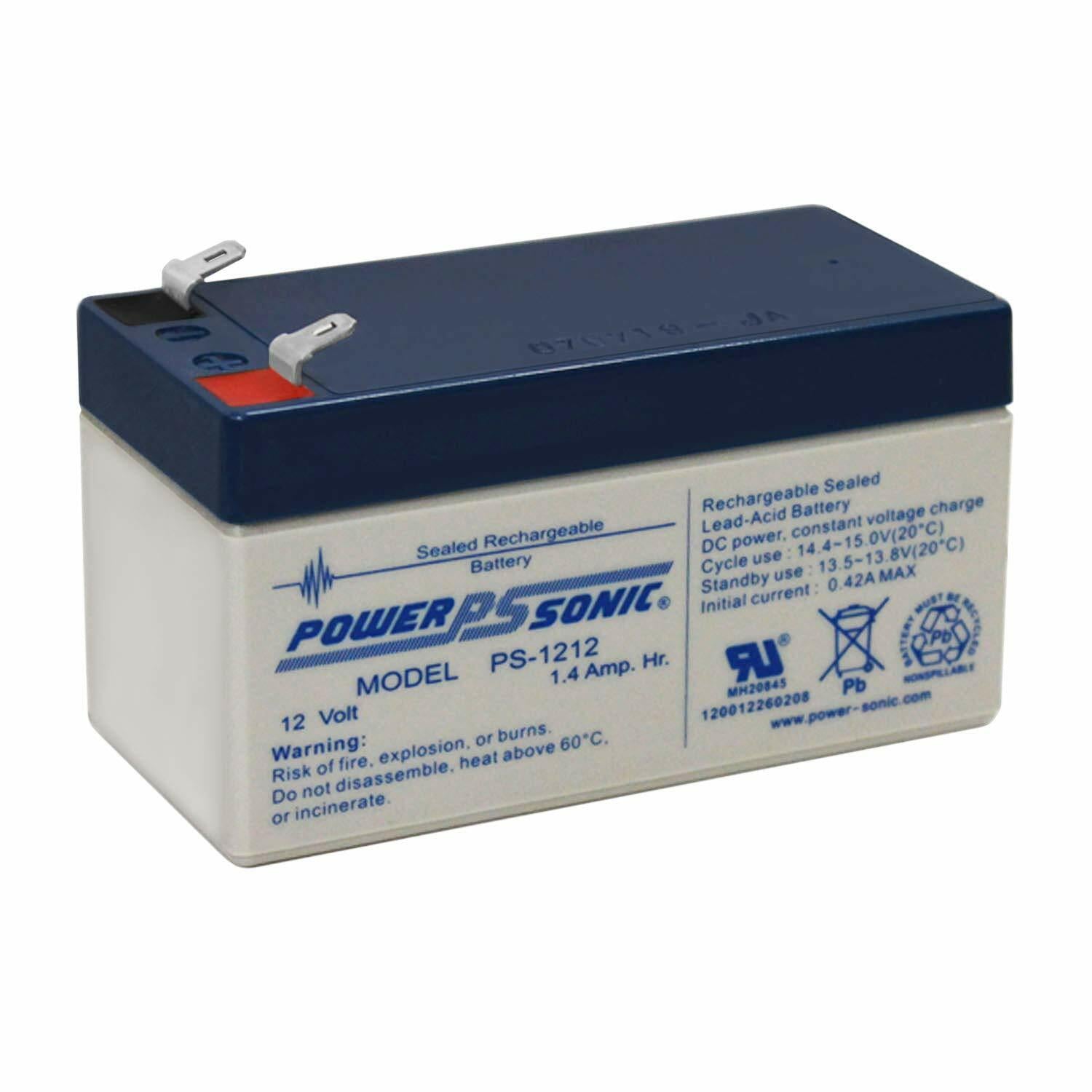 Power-Sonic Rechargeable Sealed Lead Acid Battery PS-1212 12V 1.4 AH @ 20-hr.