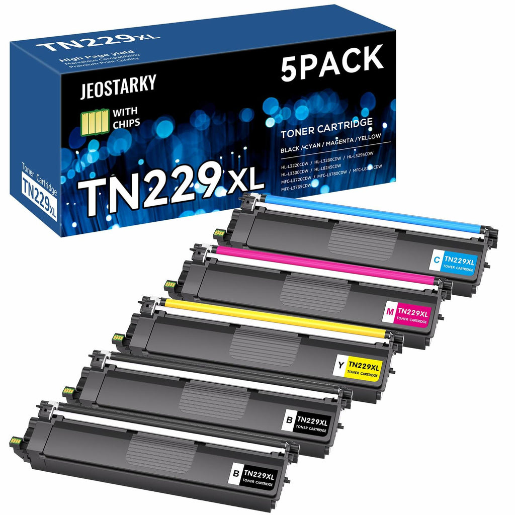 Jeostarky TN229XL TN229 Toner 5-Pack High Yield Replacement for Brother TN229