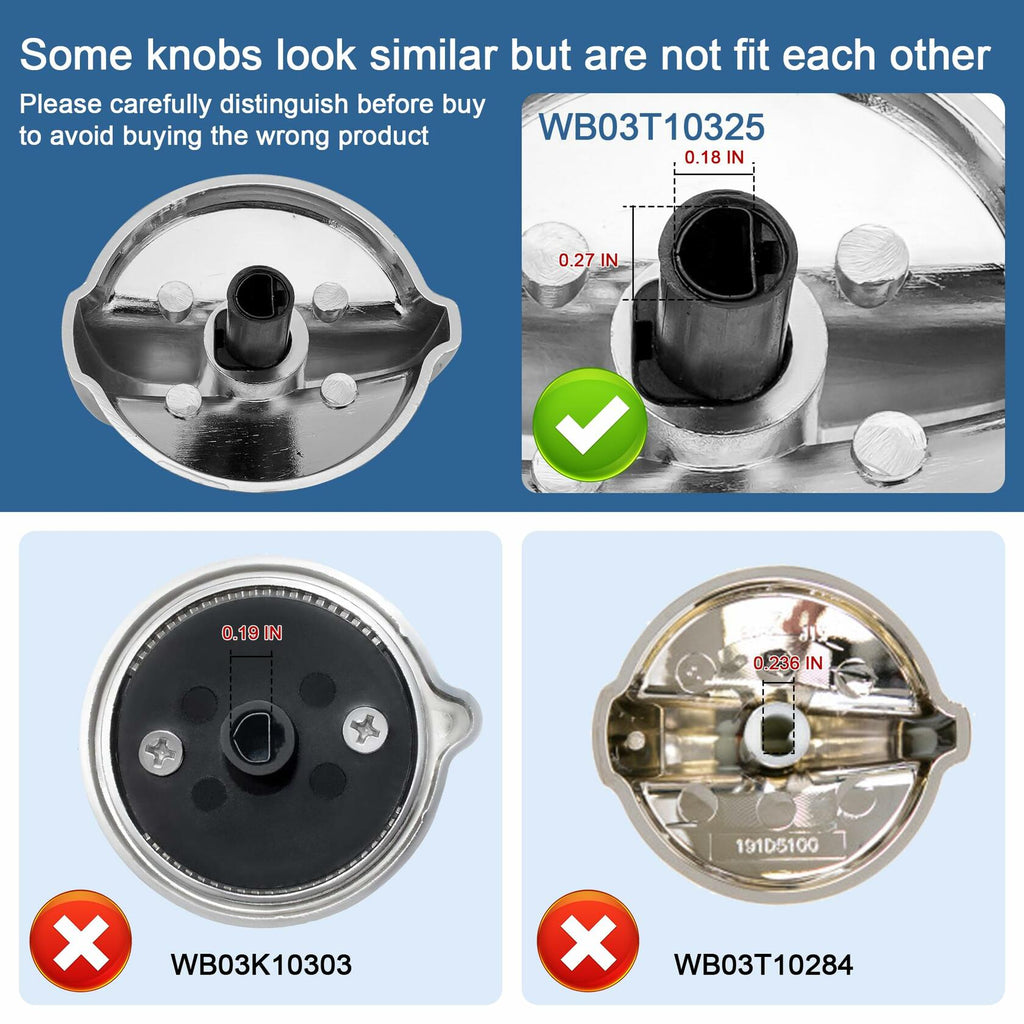 Fetechmate WB03T10325 Heavy Metal Knobs Compatible with G.E Cooktop Burner Stove
