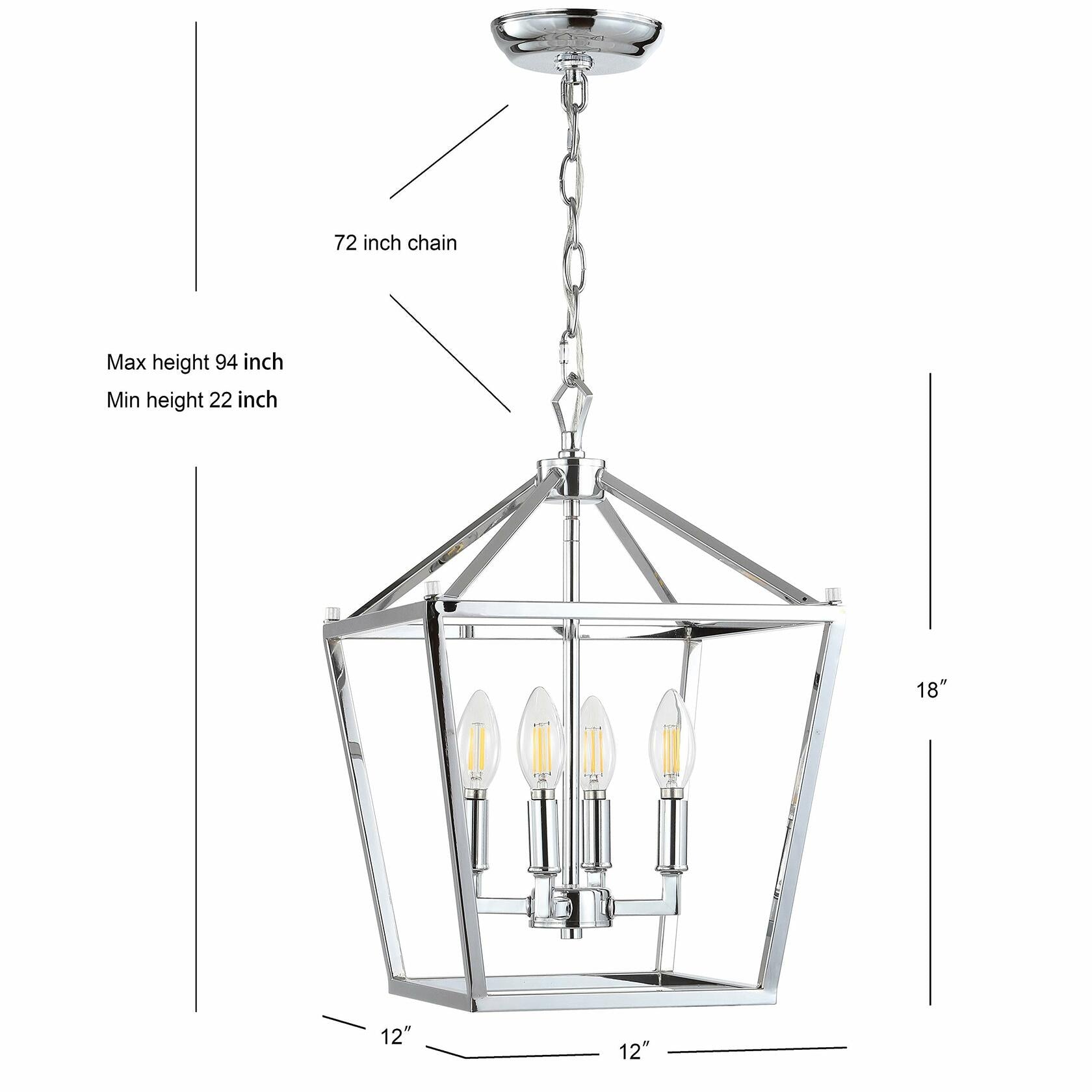 JONATHAN Y JYL7436C Pagoda Lantern Dimmable Adjustable Metal LED Pendant Classic
