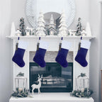 4 PACK Shgngle Blue Velvet Quilted Personalized Christmas Stocking,19.5 Inch
