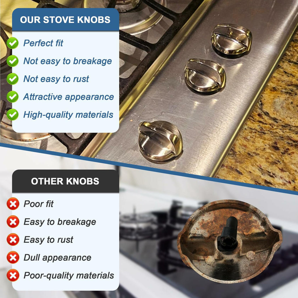 Fetechmate WB03T10325 Heavy Metal Knobs Compatible with G.E Cooktop Burner Stove